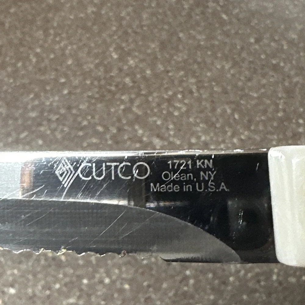 CUTCO 1721 KN Trimmer Utility Knife White Pearl Handle Serrated USA Made